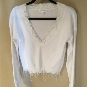 Honey Punch distressed v neck sweater, sz S